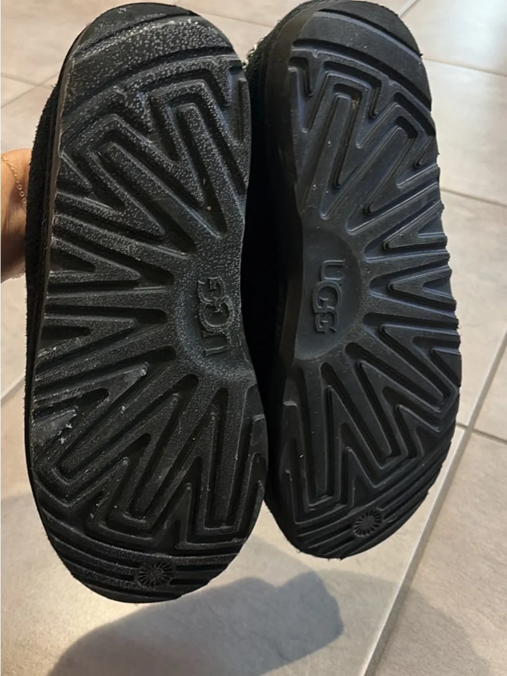 UGG Kids Black Tasman Suede Slip-On Slippers with Decorative Trim